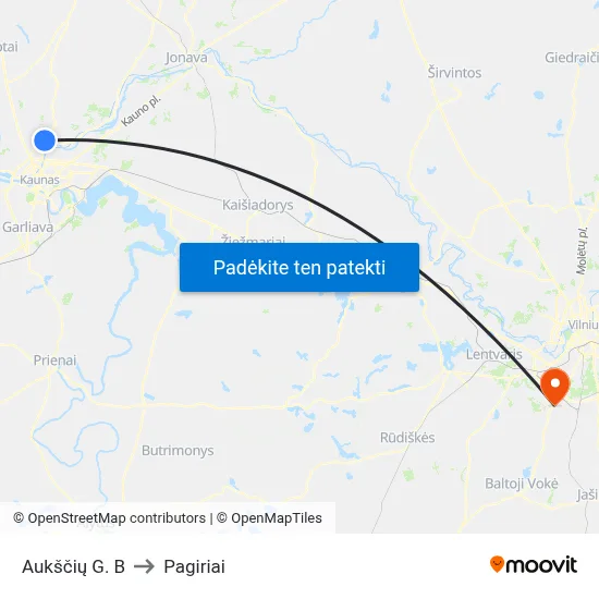 Aukščių G. B to Pagiriai map