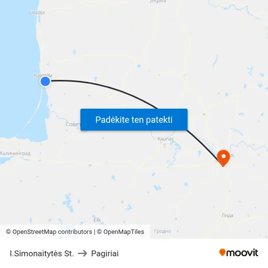 I.Simonaitytės St. to Pagiriai map