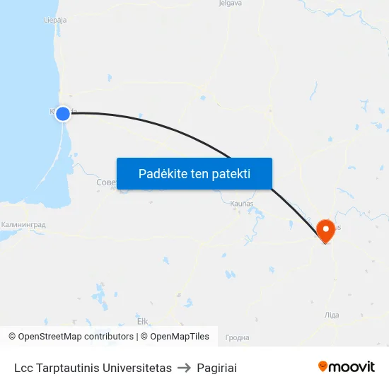 Lcc Tarptautinis Universitetas to Pagiriai map