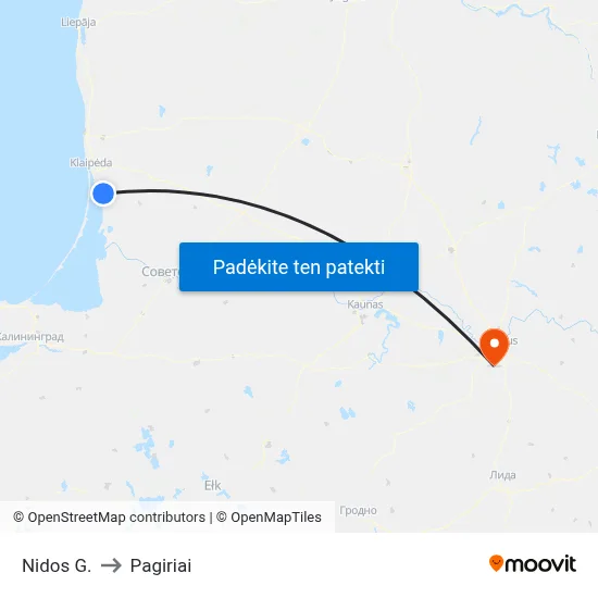 Nidos G. to Pagiriai map