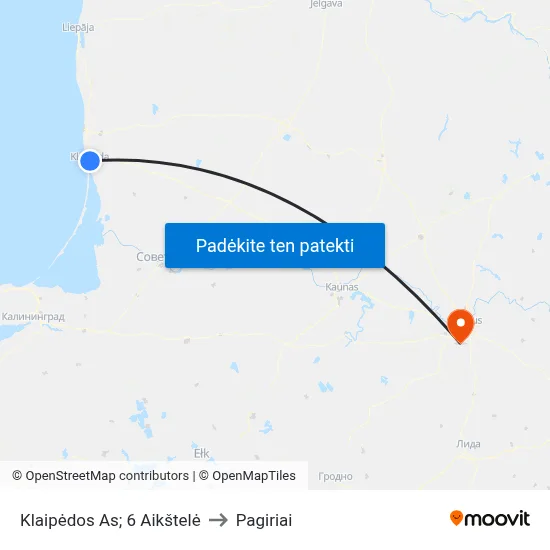 Klaipėdos As; 6 Aikštelė to Pagiriai map