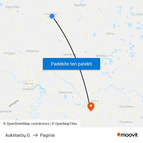 Aukštaičių G. to Pagiriai map