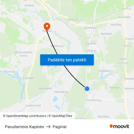 Parudaminio Kapinės to Pagiriai map