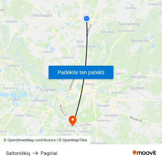 Saltoniškių to Pagiriai map