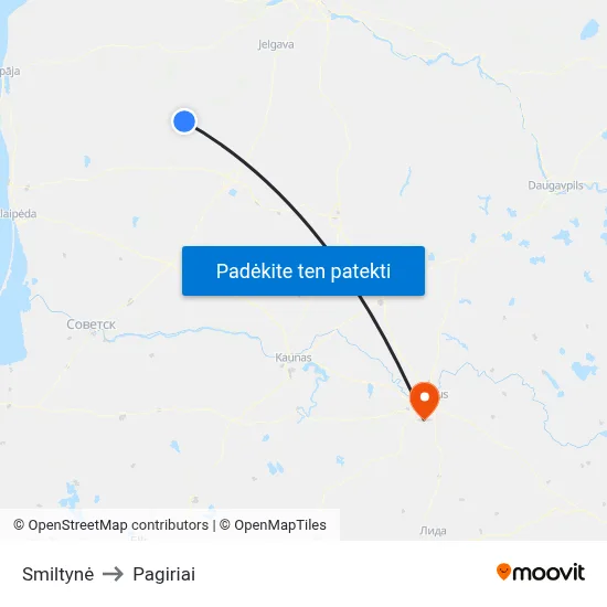 Smiltynė to Pagiriai map