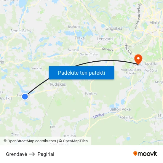 Grendavė to Pagiriai map