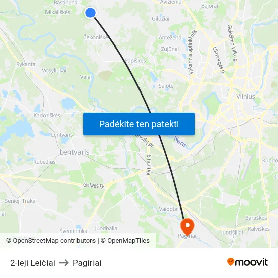 2-Ieji Leičiai to Pagiriai map