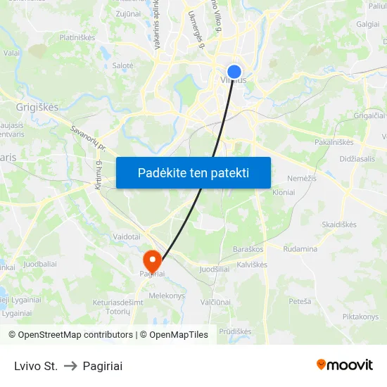 Lvivo St. to Pagiriai map