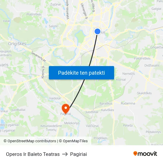 Operos Ir Baleto Teatras to Pagiriai map