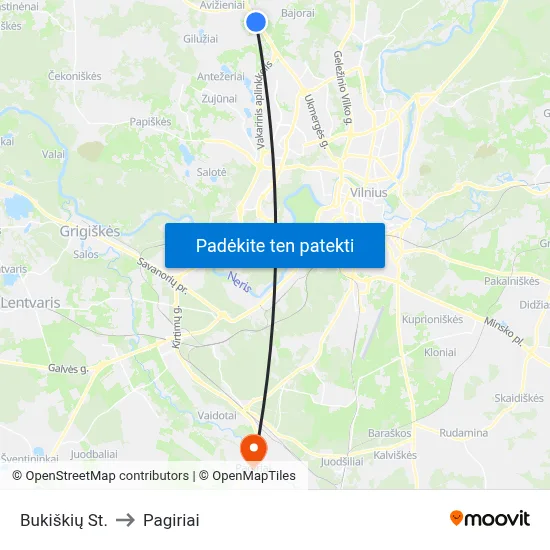 Bukiškių St. to Pagiriai map