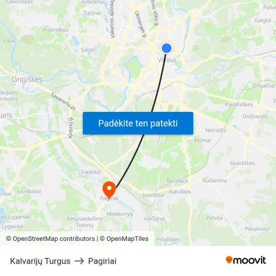 Kalvarijų Turgus to Pagiriai map