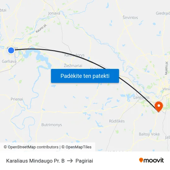 Karaliaus Mindaugo Pr. B to Pagiriai map