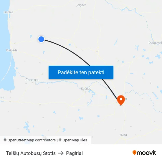 Telšių Autobusų Stotis to Pagiriai map