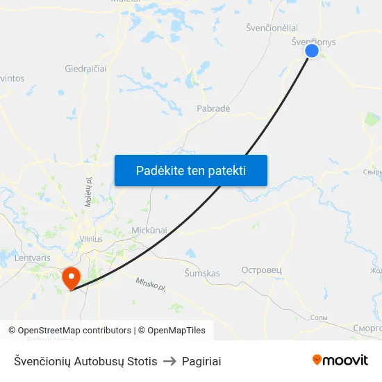 Švenčionių Autobusų Stotis to Pagiriai map