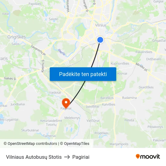 Vilniaus Autobusų Stotis to Pagiriai map