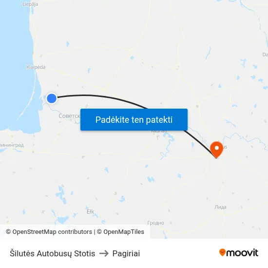 Šilutės Autobusų Stotis to Pagiriai map
