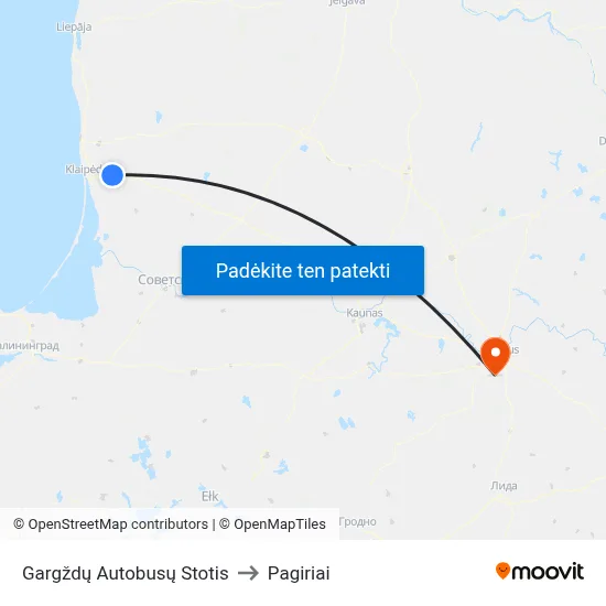 Gargždų Autobusų Stotis to Pagiriai map