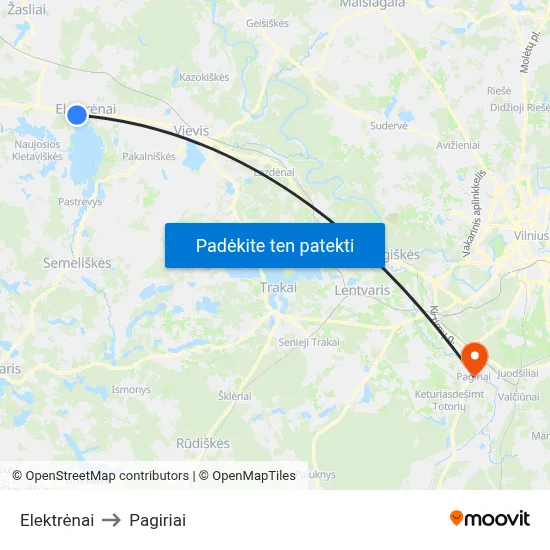 Elektrėnai to Pagiriai map