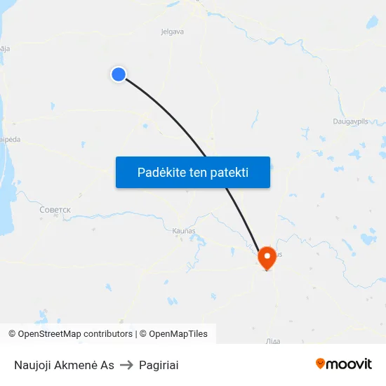Naujoji Akmenė As to Pagiriai map