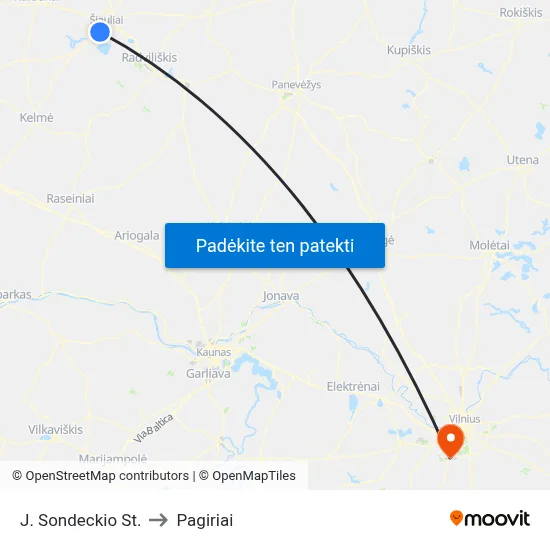 J. Sondeckio St. to Pagiriai map
