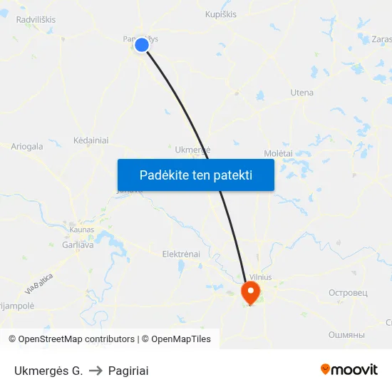 Ukmergės G. to Pagiriai map
