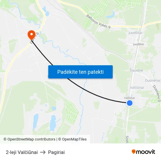 2-Ieji Valčiūnai to Pagiriai map
