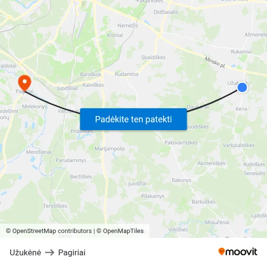 Užukėnė to Pagiriai map