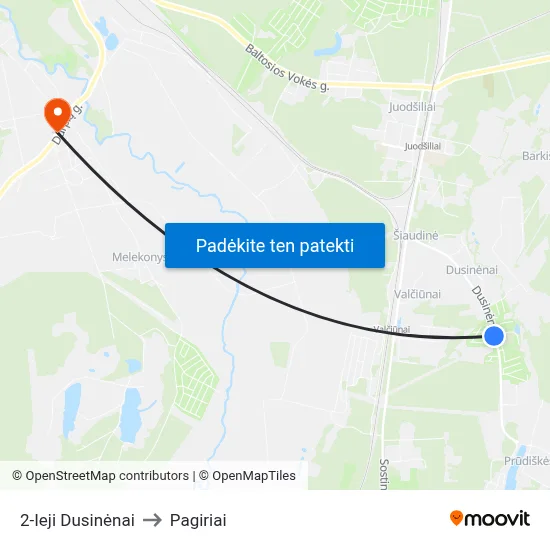 2-Ieji Dusinėnai to Pagiriai map