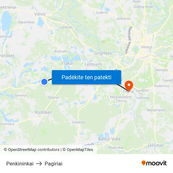 Penkininkai to Pagiriai map