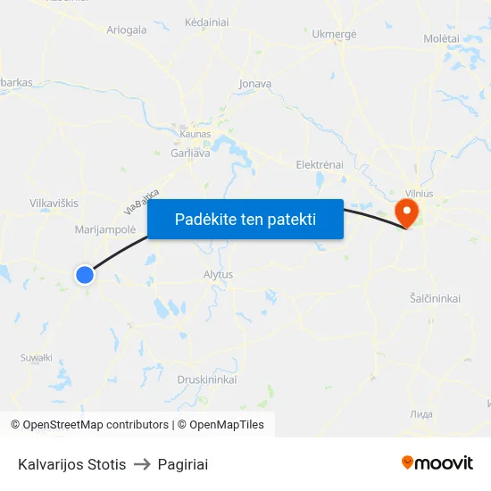 Kalvarijos Stotis to Pagiriai map