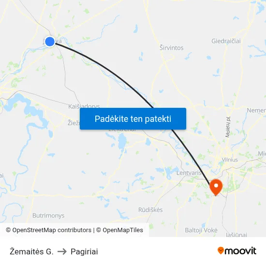 Žemaitės G. to Pagiriai map