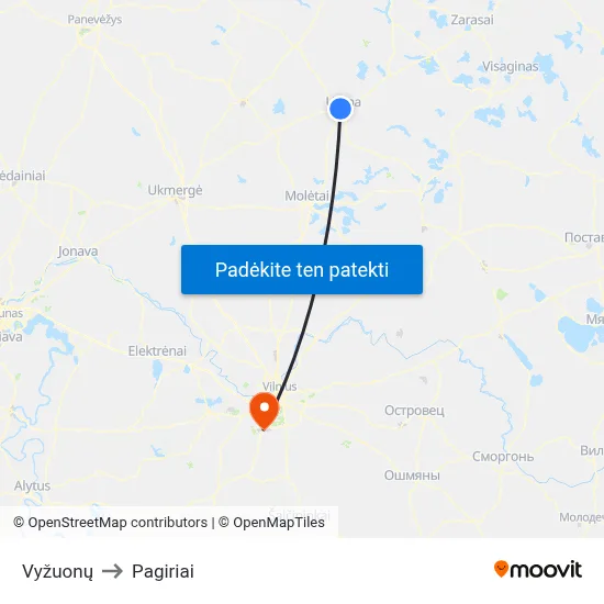 Vyžuonų to Pagiriai map
