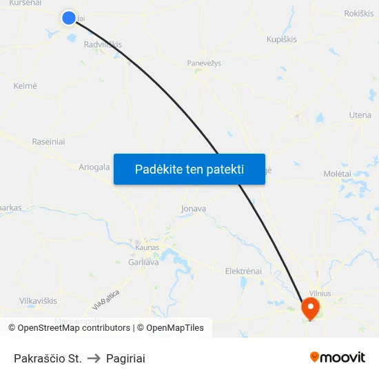 Pakraščio St. to Pagiriai map