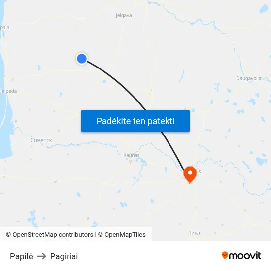 Papilė to Pagiriai map