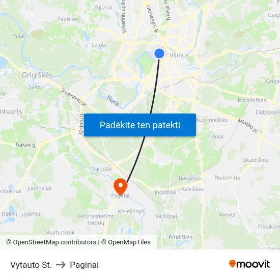 Vytauto St. to Pagiriai map