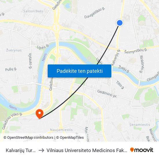 Kalvarijų Turgus to Vilniaus Universiteto Medicinos Fakultetas map