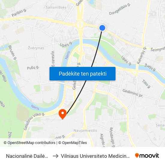 Nacionalinė Dailės Galerija to Vilniaus Universiteto Medicinos Fakultetas map