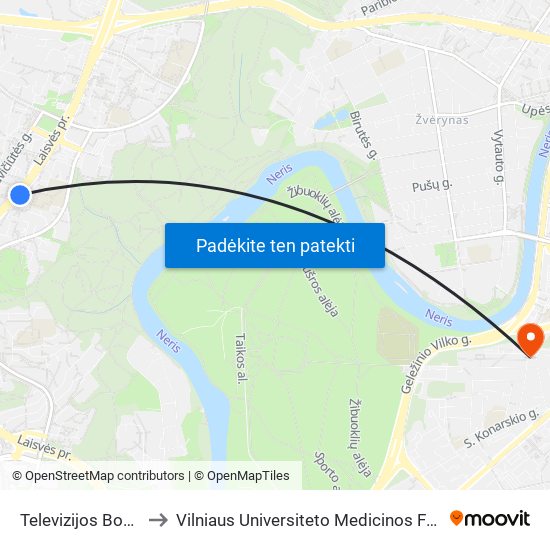 Televizijos Bokštas to Vilniaus Universiteto Medicinos Fakultetas map