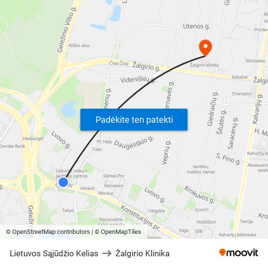 Lietuvos Sąjūdžio Kelias to Žalgirio Klinika map