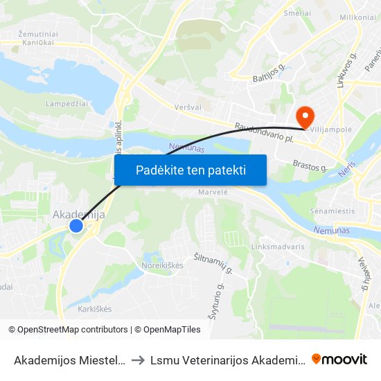 Akademijos Miestelis to Lsmu Veterinarijos Akademija map