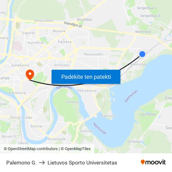Palemono G. to Lietuvos Sporto Universitetas map