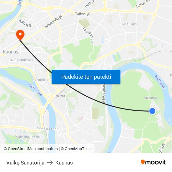 Vaikų Sanatorija to Kaunas map