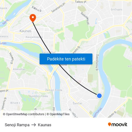 Senoji Rampa to Kaunas map