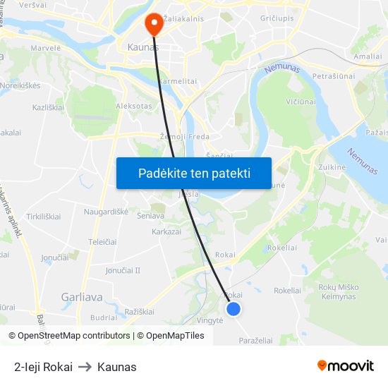 2-Ieji Rokai to Kaunas map