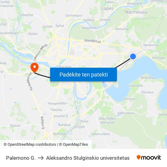 Palemono G. to Aleksandro Stulginskio universitetas map