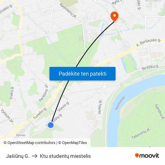 Jašiūnų G. to Ktu studentų miestelis map