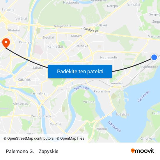Palemono G. to Zapyskis map