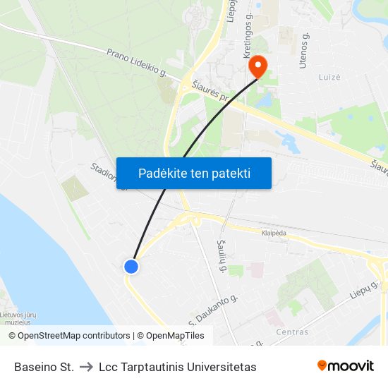 Baseino St. to Lcc Tarptautinis Universitetas map