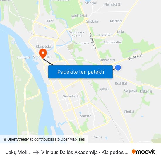 Jakų Mokykla to Vilniaus Dailės Akademija - Klaipėdos Fakultetas map
