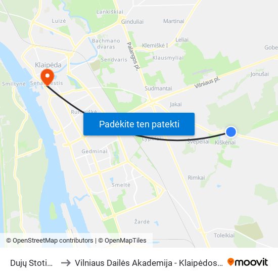 Dujų Stoties St. to Vilniaus Dailės Akademija - Klaipėdos Fakultetas map